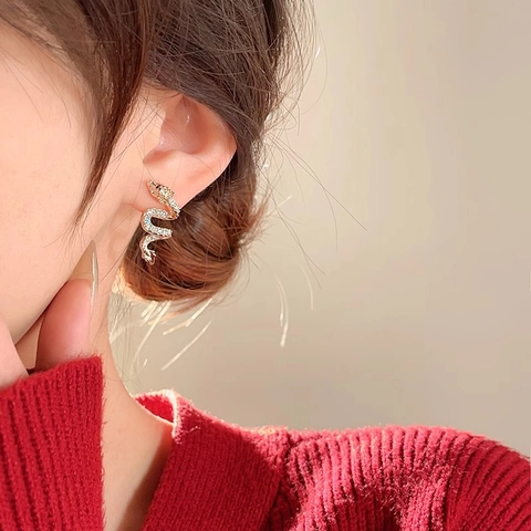 Orientalische Drachen Stecker Ohrringe Kupfer Mit Zirkonia Hochwertiger Eleganter Tierschmuck Für Damen