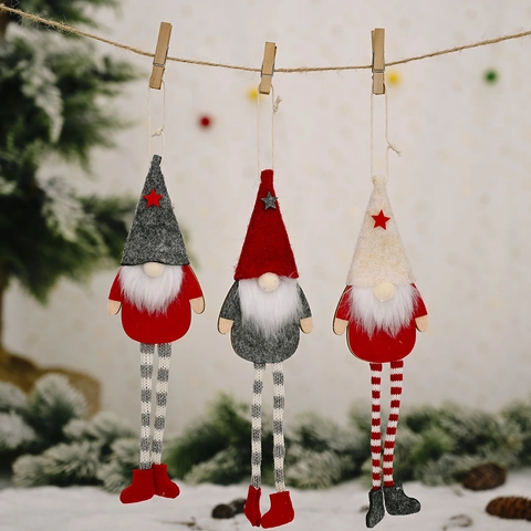 Christmas Gnome Hanging Ornament Long Legged Faceless Doll Tomte Gonk For Xmas Tree Decoration Festive Home Party Decor