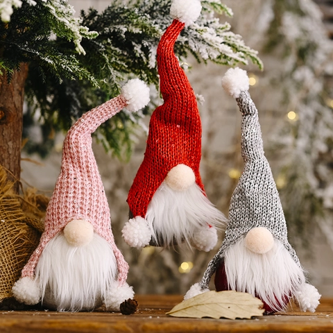 Weihnachtsgnom Ornamente Gestrickte Pailletten Gesichtlose Tomte Puppe Mit Langem Bart Feiertag Home Baum Hängende Deko