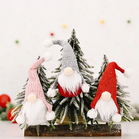 Weihnachtsgnom Ornamente Gestrickte Pailletten Gesichtlose Tomte Puppe Mit Langem Bart Feiertag Home Baum Hängende Deko