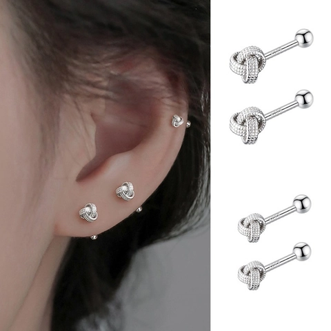 Boucles D Oreilles Puces Noeud Avec Tige En Argent Sterling 925 Cuivre Géométrique Fermoir À Vis Bijoux Minimalistes Pour Femmes