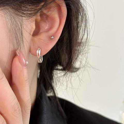 Minimalist Mobius Hoop Earrings Twisted Copper With 925 Sterling Silver Earring Post Geometric Jewelry For Women