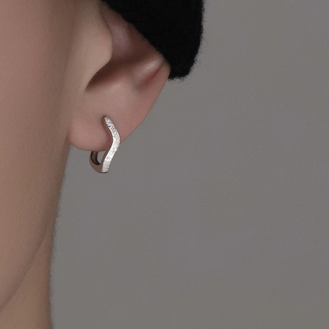 Orecchini A Cerchio A Onda Irregolare Rame Con 925 Sterling Silver Earring Post Smerigliato Opaco Minimalista