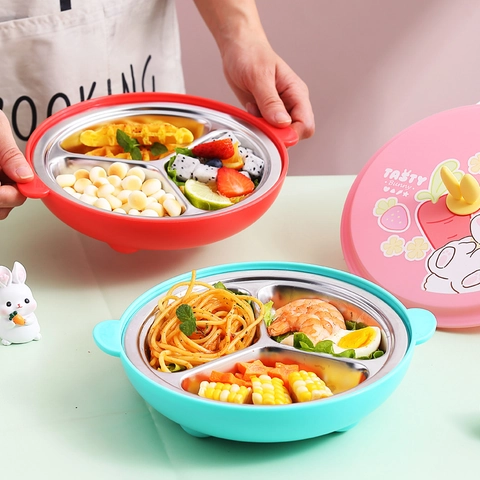Portapranzo Bambini Acciaio Inox 304 PP Scomparti Divisi Bento Portatile Cartone Animato Orecchio Coniglio Per Studenti