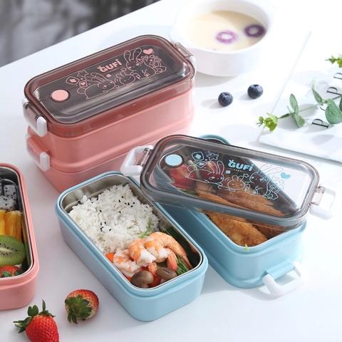 Portapranzo Per Bambini In Acciaio Inossidabile 304 Portatile Ermetico Cartone Animato Dinosauro Bento Per Scuola