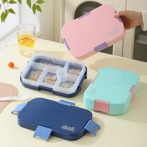 Boîte Bento Portable Pour Enfants Compatible Micro-Ondes Hermétique Boîte À Déjeuner Avec Compartiments Pour École Bureau