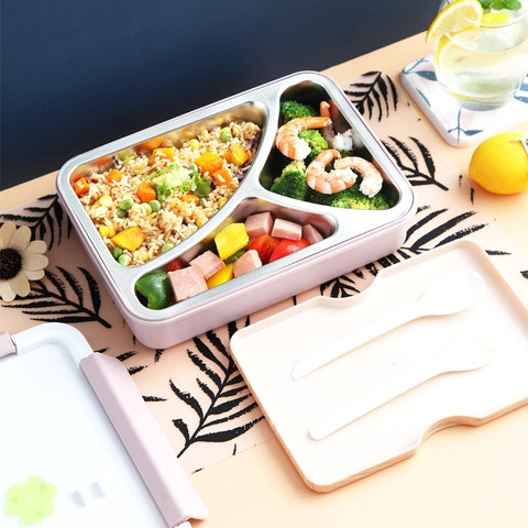 Edelstahl Unterteilt Bento Lunchbox Mit Holzstruktur Deckel Auslaufsicher Isoliert Tragbarer Lebensmittelbehälter Für Schule Büro