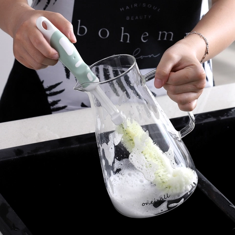 Telescopic Water Bottle Brush Long Handle Cleaner L Shaped Bendable Head For Milk Bottle Glass Kettle Kitchen PP TPE