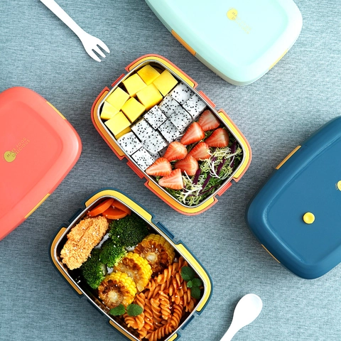 304 Stainless Steel Lunch Box For Adults Students Portable Water Filling Thermal Insulation Leak-proof Bento Box With Compartments