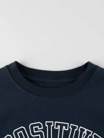 Jungen Baumwolle T-Shirt Atmungsaktiv Kurzarm Rundhalsausschnitt Buchstabendruck Lässiges Teenager Mode Oberteil