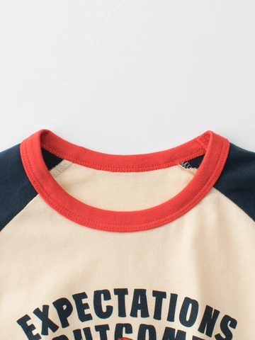 Maglietta In Cotone Con Maniche Raglan Per Ragazze Stampa Cane Cartone Animato Top Estivo Casual