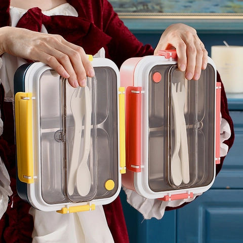 Draagbare 304 Roestvrijstalen Bento Lunchbox Lekvrij Multi Compartiment Voedselcontainer Voor Kantoor Studenten Met Bestek