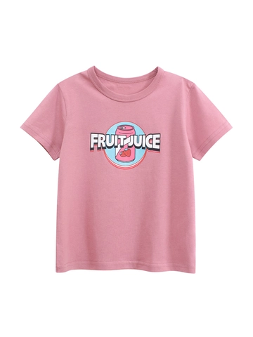 Maglietta Da Ragazza In Cotone Con Stampa Cartoni Animati Succo Di Frutta Girocollo Manica Corta Estate Abbigliamento Morbido