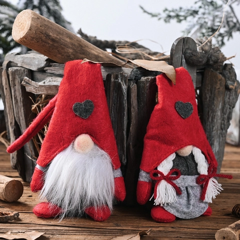 Weihnachten Gnom Plüsch Gesichtlose Puppe Ornament Roter Hut Herz Schwedisch Tomte Wald Alter Mann Xmas Party Haus Dekoration