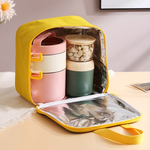 Draagbare Geïsoleerde Lunchtas Waterdicht Oxford Doek Verdikte Aluminiumfolie Bento Tote Met Transparante Zak