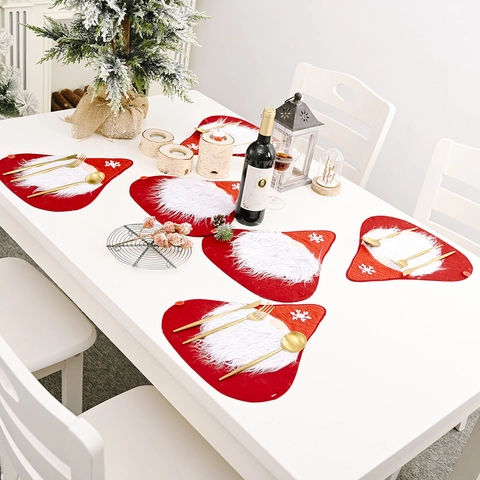 Christmas Gnome Table Runner Handmade Felt Faceless Doll Placemats Festive Dining Table Decor For Xmas Party Decoration