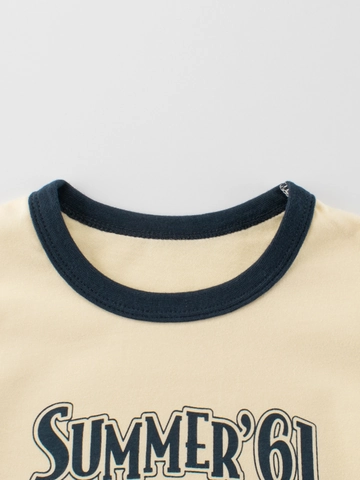 Girls American Vintage Ringer T-Shirt Cotton Short Sleeve Contrast Trim Bear Ice Cream Graphic Tee Summer Casual Top