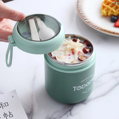 304 Tazza Da Zuppa In Acciaio Inox Tazza Da Latte Colazione Contenitore Termico Portatile Con Manico E Cucchiaio Stile Ins