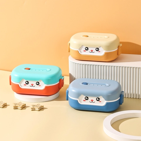 Boîte à Déjeuner Chat Dessin Animé Enfants Compartimentée Bento Portable Étanche Micro-ondes École Conteneur Alimentaire