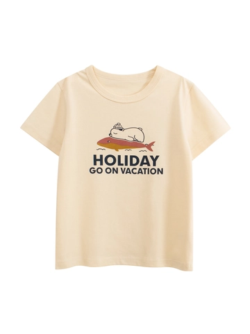 T-Shirt In Cotone Con Orso Polare Per Bambini Manica Corta Girocollo Top Estivo Casual Per Ragazzi E Ragazze