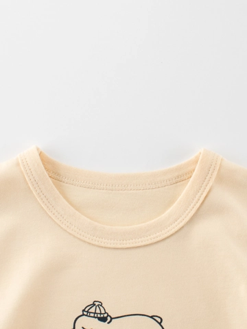 T-Shirt In Cotone Con Orso Polare Per Bambini Manica Corta Girocollo Top Estivo Casual Per Ragazzi E Ragazze