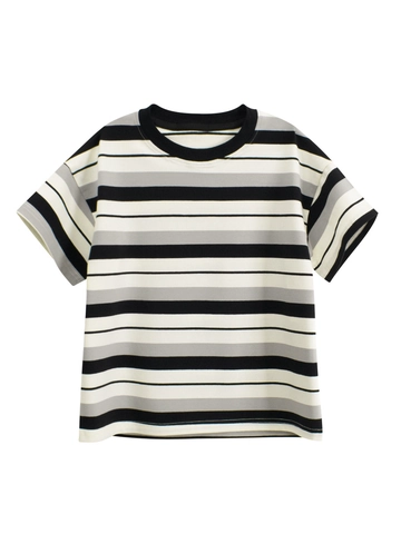 Boys Striped T-Shirt Cotton Blend Short Sleeve Round Neck Casual Summer Top Kids