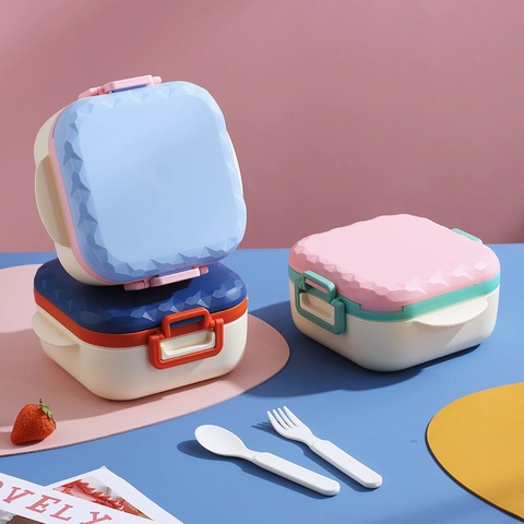 Portable Divided Bento Box Microwave Safe Lunch Box With Side Buckles For Office School Students Picnic Food Storage
