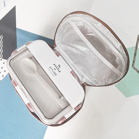 Isolierte Lunchtasche Oxford Stoff Aluminiumfolie Thermisch Süßes Bärenmuster Tragbarer Kühler Für Büro Schule Picknick