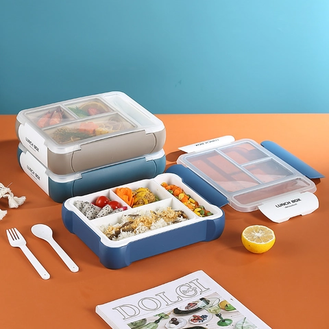Portable Divided Bento Box Microwave Safe Leakproof Lunch Box With Cutlery For Office Students Food Storage Container
