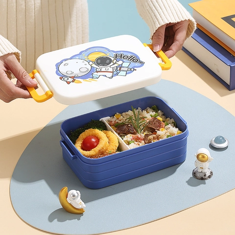 Boîte à Déjeuner Dessin Animé pour Enfants Avec Compartiments Micro-ondes PP de Qualité Alimentaire Portable École Bureau Boîte Déjeuner Fermeture à Boucle Étanche