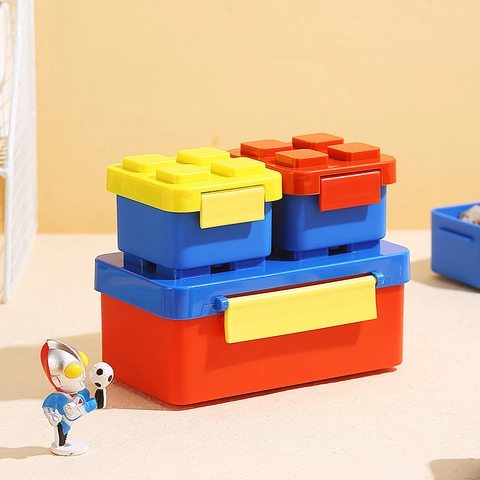 Creatieve Bouwsteen Stijl Lunchbox Dubbellaags Magnetronbestendig Draagbare Bento Box Met Bestek Voor School Picknick Kantoor