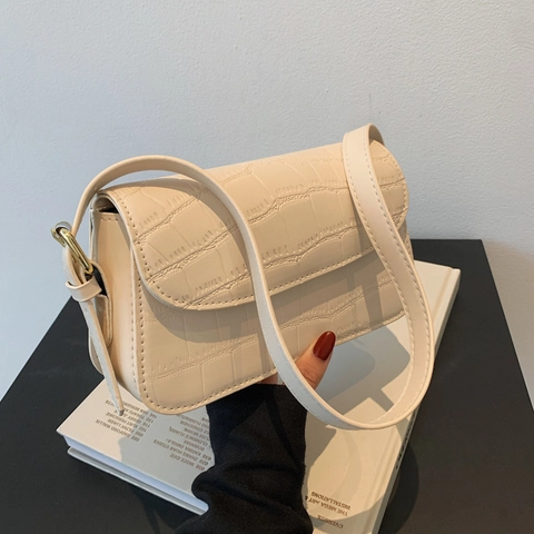 Retro Krokodilmuster Unterarmtasche Damen PU Leder Baguette Schulter Umhängetasche Minimalistischer Vintage Stil