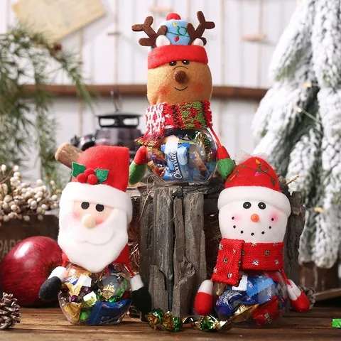 Barattolo di Caramelle di Natale in Plastica Babbo Natale Pupazzo di Neve Renna Omino di Pan di Zenzero Scatola Regalo