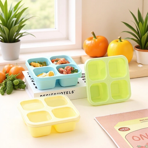 Geteilte Bento Box PP Weizenstroh Stapelbar Mikrowellengeeignet Lunchbehälter Für Studenten Büro Tragbare Box