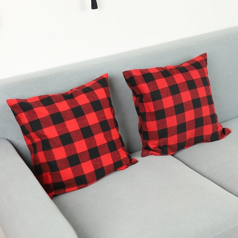 Buffalo Plaid Pillow Cover Fabric Cushion Case For Christmas Farmhouse Home Sofa Decoration Red Black White Check Square Pattern