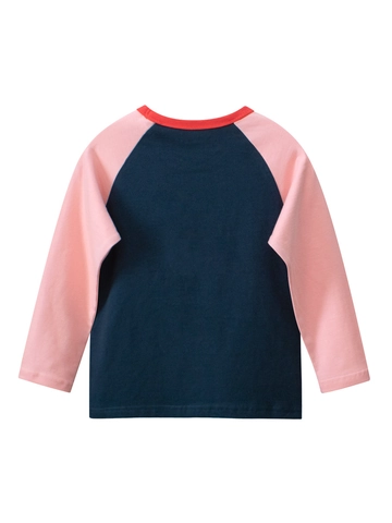 Maglietta A Maniche Lunghe Per Bambini 100 Per Cento Cotone Colore A Contrasto Raglan Tee Girocollo Stampa Cartoon Top Morbido Ragazze