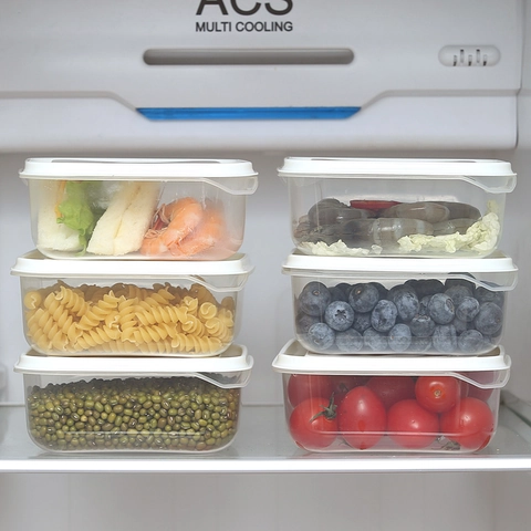 Microwave Safe Transparent Food Storage Containers With White Lids Stackable Airtight Fridge Kitchen Meal Prep Boxes Kit