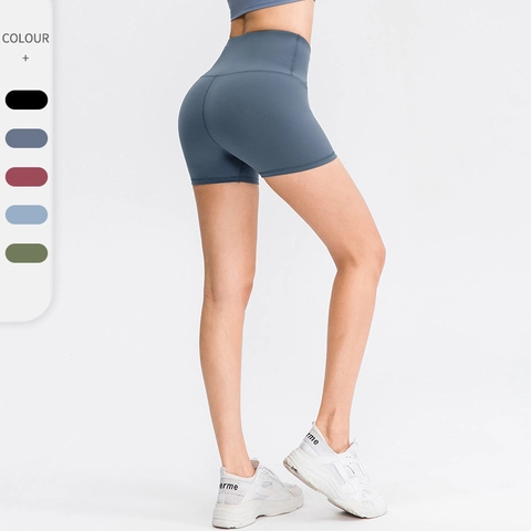 Women High Waist Yoga Shorts Naked Feel Butt Lifting Tummy Control Breathable Sports Running Fitness Tight Mini Shorts