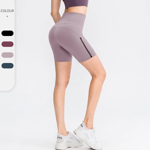 Pantaloncini Sportivi Vita Alta Donna Nylon Spandex Elastico Sollevamento Glutei Traspirante Yoga Biker Shorts