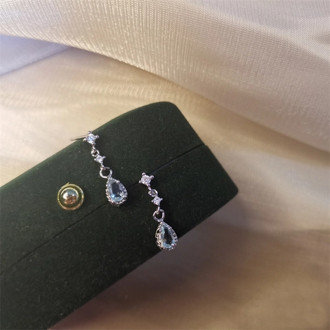 Orecchini A Goccia D'acqua Blu Chiaro Rame Zircone Gioielli Eleganti Con Perno In Argento Sterling 925 Stile Coreano