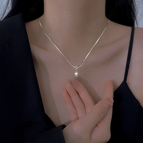 Collana Con Ciondolo A Perla Artificial E Nodo Elegante In Rame Placcato Oro Gioielli Minimalisti Da Donna Catena Per Clavicola