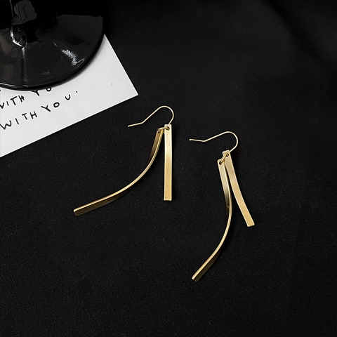 Orecchini Pendenti Lunghi Linea Geometrica Con Perno In Argento Sterling 925 Rame Gioielli Eleganti Da Festa Per Donne