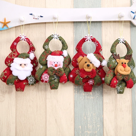 3D Non-woven Christmas Tree Hanging Decoration Santa Snowman Reindeer Bear Felt Plush Ornaments For Xmas Holiday Home Party Decor