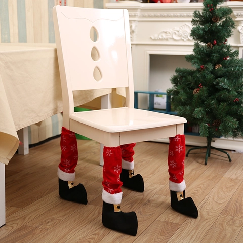 Coprigambe per Sedie Natalizie Motivo a Fiocco di Neve Stile Stivale da Elfo in Tessuto Protezioni per Gambe del Tavolo per Decorazioni Casa Ristorante Bar Festa