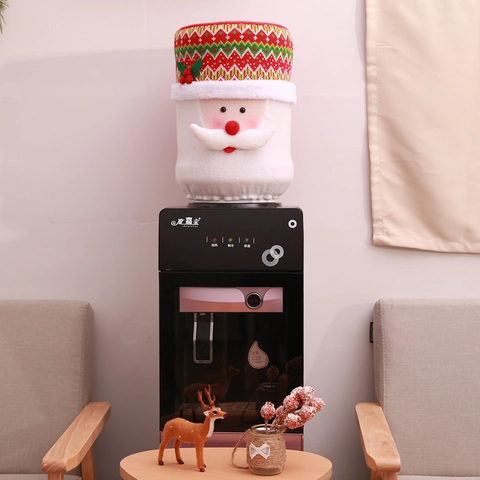 Christmas Water Dispenser Bucket Cover Fabric Santa Snowman Reindeer Dust Protector For Standard Gallon Bottle Home Decor