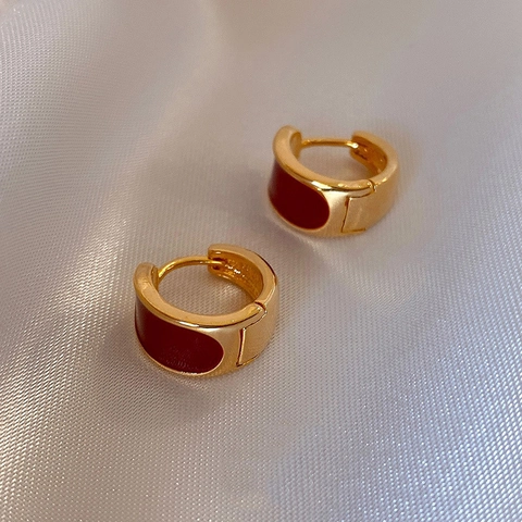 Vintage Emaille Hoop Oorbellen Geometrisch Verguld Koper Druppelglazuur Minimalistische Luxe Mode Sieraden Voor Dames