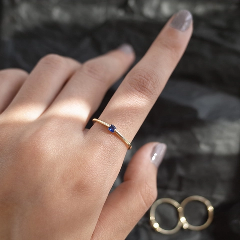 Vintage Blau Zirkon Offene Ringe Für Frauen Minimalistische Kupfer Vergoldete Geometrische Verstellbare Fingerring Schmuck