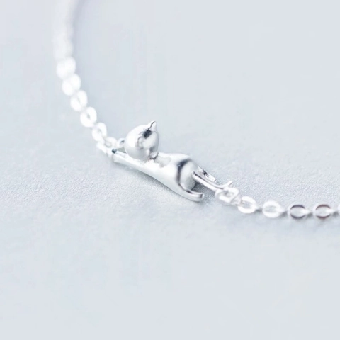 Bracciale Con Ciondolo Gatto 3D Carino Rame Placcato Argento Catena A Maglie Regolabile Gioielli Donna Stile Dolce