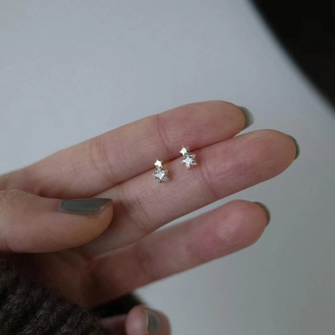 Kleine Ster Oorknopjes Koper Met 925 Sterling Zilveren Pin Zirkonia Verguld Minimalistisch Voor Vrouwen