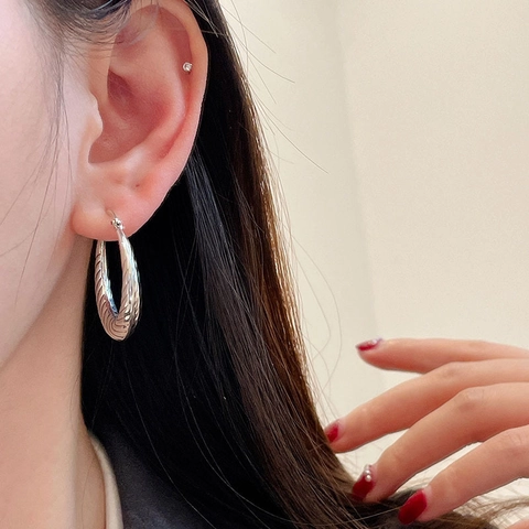 Orecchini A Cerchio Intrecciati Rame Struttura A Spirale Geometrica Moda Retro Con Perno In Argento Sterling 925 Donna